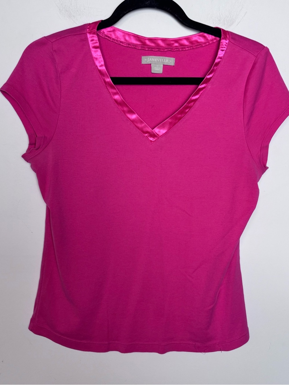 Janeville pink Cotton V Neck Top Medium